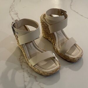 Dolce Vita Cream and Tan Wedge Sandals